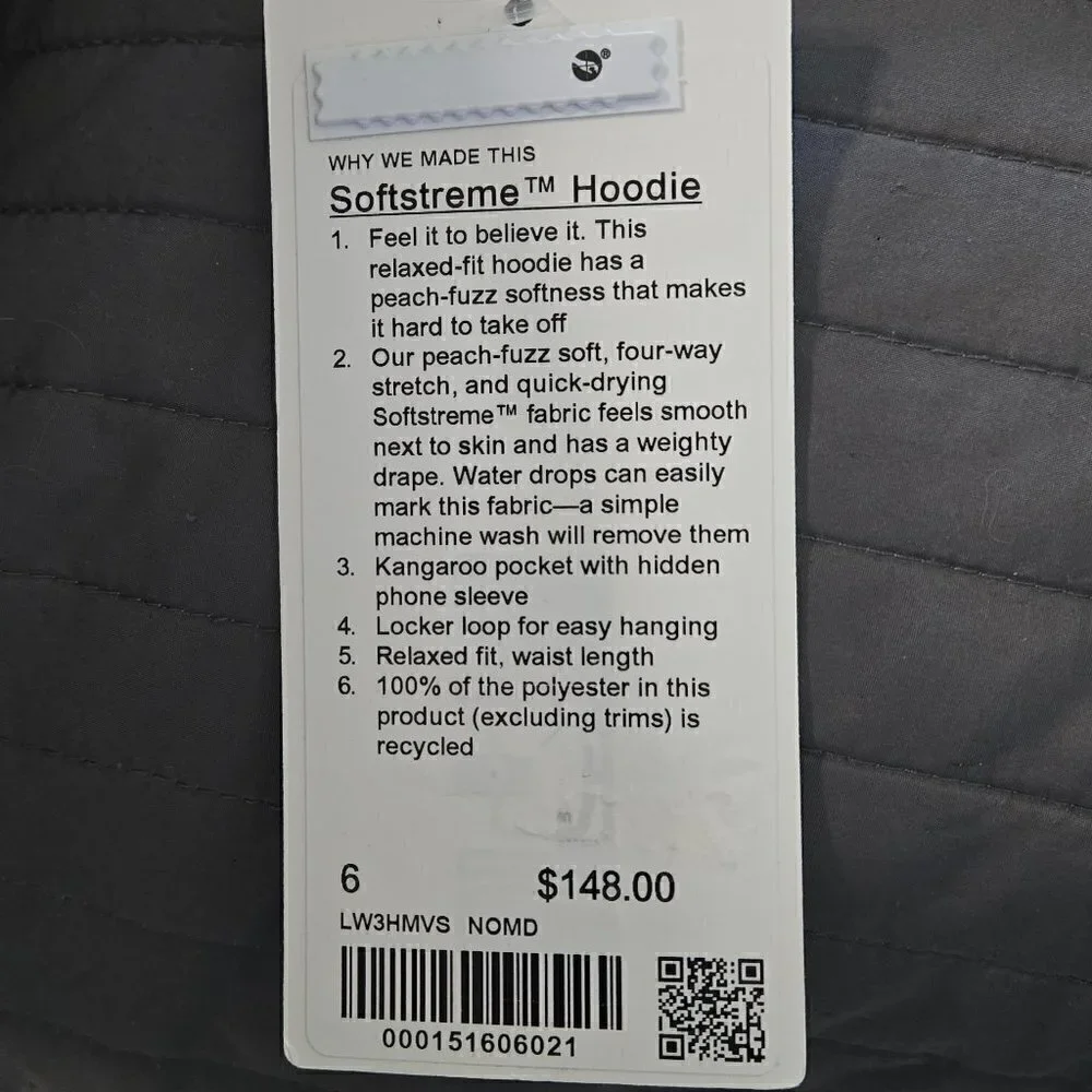 NWT Lululemon SoftStreme Hoodie - 6 Nomad